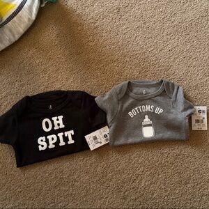 Black and Gray Baby Bodysuits Set